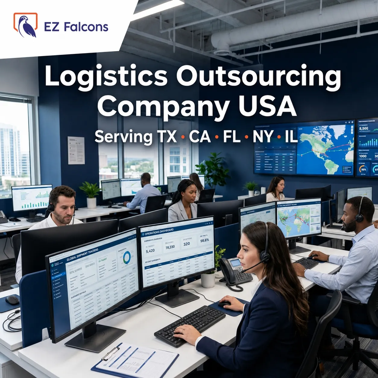 Logistics Outsourcing Company USA | EZ Falcons logistics outsourcing company USA providing offshore logistics staff for freight forwarders trucking companies and NVOCCs