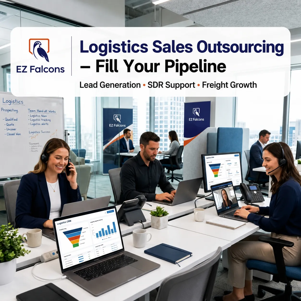 Logistics sales outsourcing team generating leads for freight companies in the USA