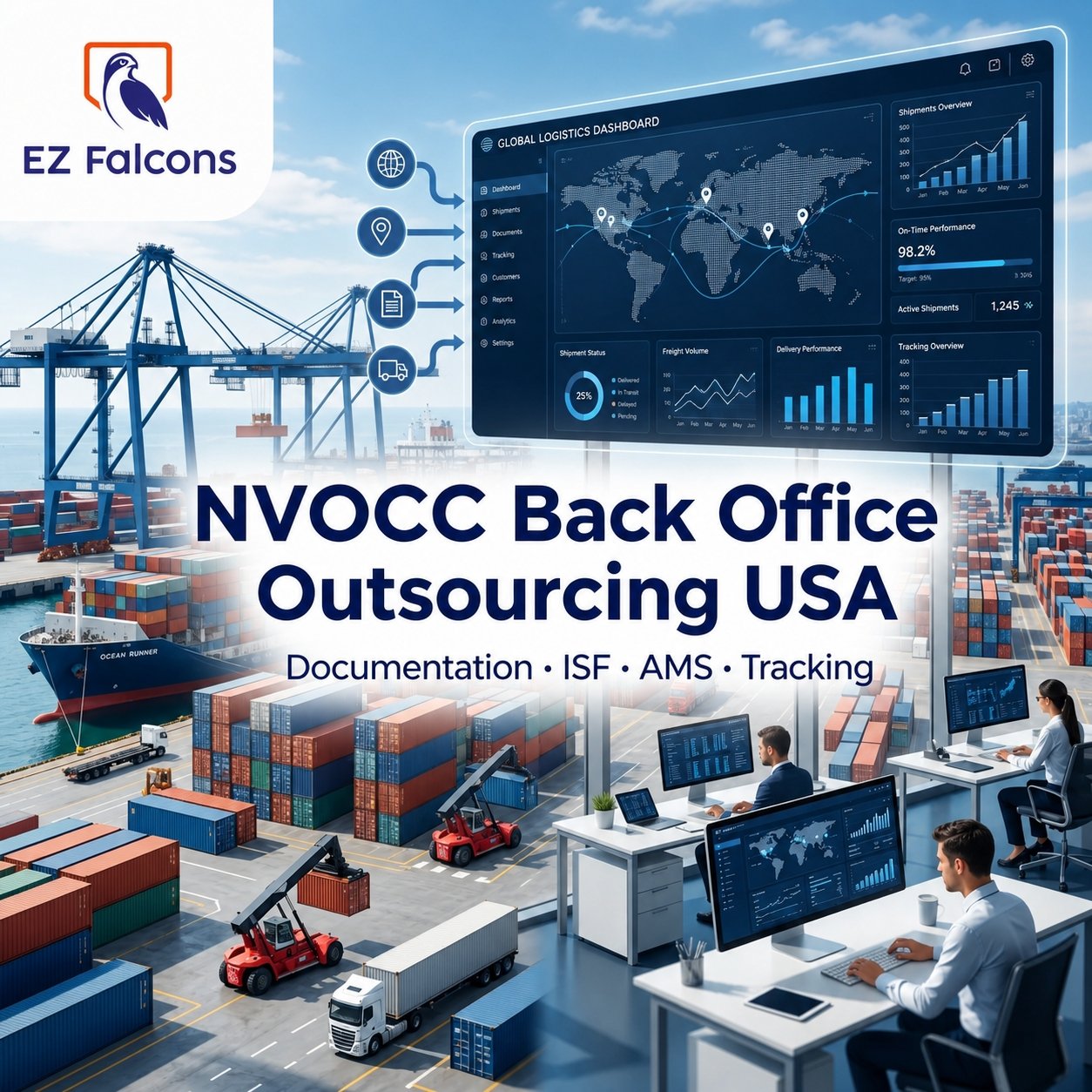 NVOCC back office outsourcing USA remote team managing documentation ISF AMS and ocean freight operations