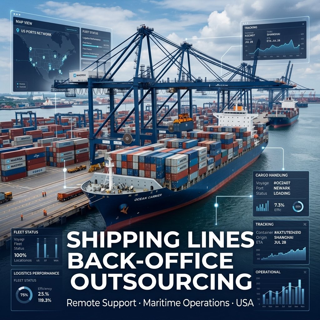 Shipping lines back office outsourcing with remote maritime operations support for agents in the USA