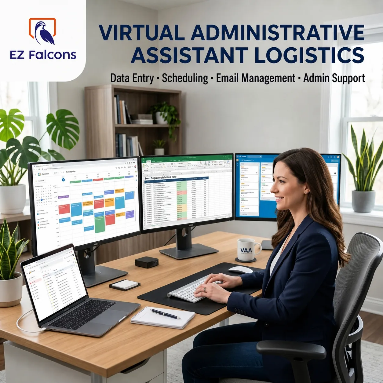 virtual administrative assistant logistics managing scheduling data entry and email support for US logistics companies